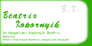 beatrix kopornyik business card